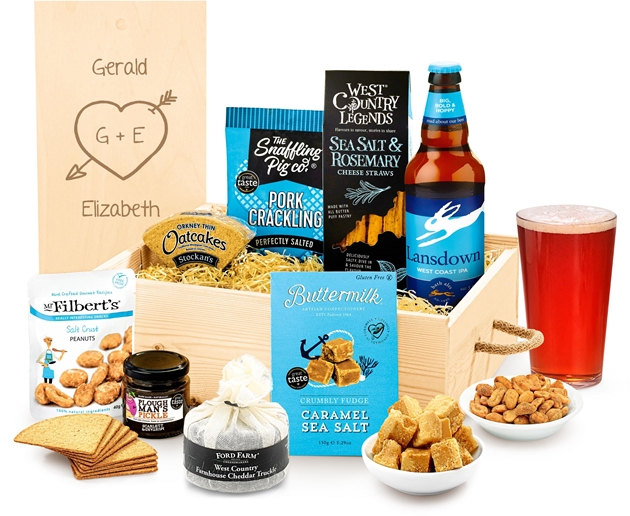 Anniversary & Wedding Personalised Man Favourites Cheese Gift Box With Real Ale
